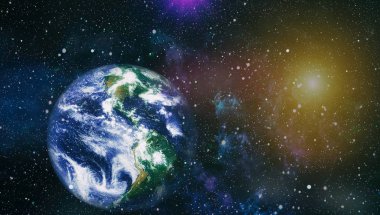 Dünya gezegeni. Doğu hemisphere. NASA tarafından döşenmiş bu görüntü öğelerini.