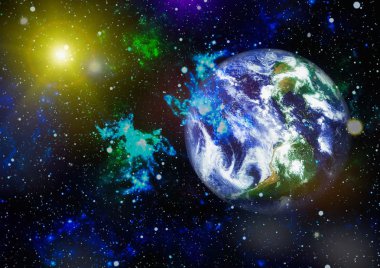 Dünya gezegeni. Doğu hemisphere. NASA tarafından döşenmiş bu görüntü öğelerini.