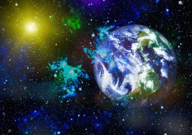 Dünya gezegeni. Doğu hemisphere. NASA tarafından döşenmiş bu görüntü öğelerini.