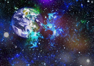 Dünya gezegeni. Doğu hemisphere. NASA tarafından döşenmiş bu görüntü öğelerini.