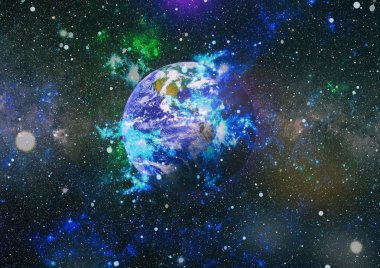 Dünya gezegeni. Doğu hemisphere. NASA tarafından döşenmiş bu görüntü öğelerini.