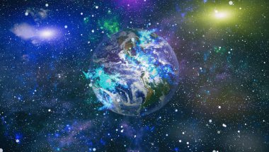 Dünya gezegeni. Doğu hemisphere. NASA tarafından döşenmiş bu görüntü öğelerini.