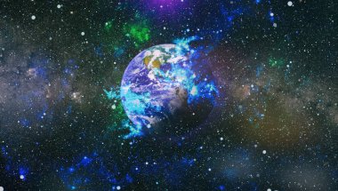 Dünya gezegeni. Doğu hemisphere. NASA tarafından döşenmiş bu görüntü öğelerini.