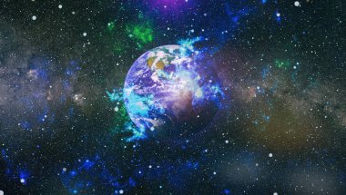 Dünya gezegeni. Doğu hemisphere. NASA tarafından döşenmiş bu görüntü öğelerini.