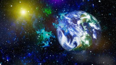 Dünya gezegeni. Doğu hemisphere. NASA tarafından döşenmiş bu görüntü öğelerini.