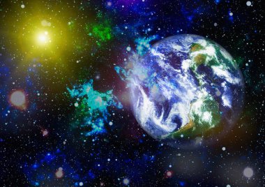 Dünya gezegeni. Doğu hemisphere. NASA tarafından döşenmiş bu görüntü öğelerini.