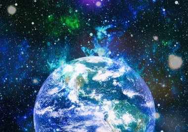 Dünya gezegeni. Doğu hemisphere. NASA tarafından döşenmiş bu görüntü öğelerini.