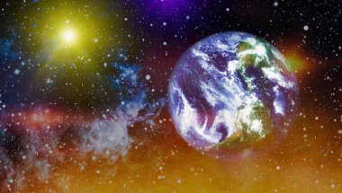 Dünya gezegeni. Doğu hemisphere. NASA tarafından döşenmiş bu görüntü öğelerini.