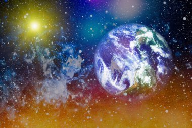 Dünya gezegeni. Doğu hemisphere. NASA tarafından döşenmiş bu görüntü öğelerini.