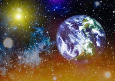 Dünya gezegeni. Doğu hemisphere. NASA tarafından döşenmiş bu görüntü öğelerini.