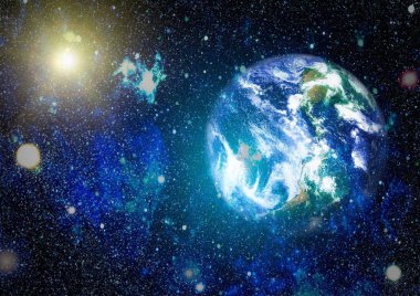 Dünya gezegeni. Doğu hemisphere. NASA tarafından döşenmiş bu görüntü öğelerini.