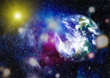 Dünya gezegeni. Doğu hemisphere. NASA tarafından döşenmiş bu görüntü öğelerini.