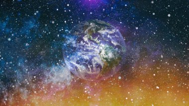 Dünya gezegeni. Doğu hemisphere. NASA tarafından döşenmiş bu görüntü öğelerini.