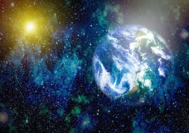 Dünya gezegeni. Doğu hemisphere. NASA tarafından döşenmiş bu görüntü öğelerini.