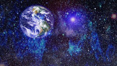 Dünya gezegeni. Doğu hemisphere. NASA tarafından döşenmiş bu görüntü öğelerini.