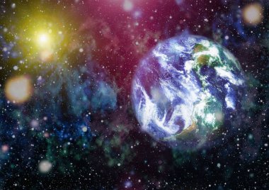 Dünya gezegeni. Doğu hemisphere. NASA tarafından döşenmiş bu görüntü öğelerini.