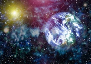 Dünya gezegeni. Doğu hemisphere. NASA tarafından döşenmiş bu görüntü öğelerini.