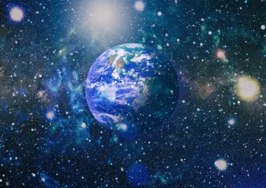 Dünya gezegeni. Doğu hemisphere. NASA tarafından döşenmiş bu görüntü öğelerini.