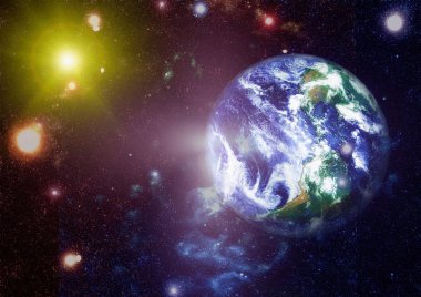 Dünya gezegeni. Doğu hemisphere. NASA tarafından döşenmiş bu görüntü öğelerini.