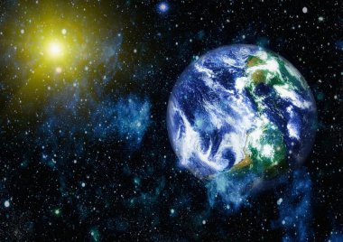 Dünya gezegeni. Doğu hemisphere. NASA tarafından döşenmiş bu görüntü öğelerini.