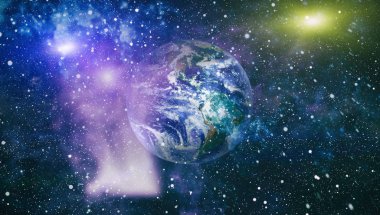 Dünya gezegeni. Doğu hemisphere. NASA tarafından döşenmiş bu görüntü öğelerini.