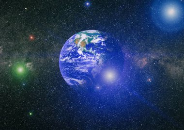 Dünya gezegeni. Doğu hemisphere. NASA tarafından döşenmiş bu görüntü öğelerini.