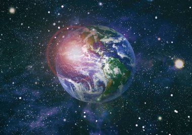 Dünya gezegeni. Doğu hemisphere. NASA tarafından döşenmiş bu görüntü öğelerini.