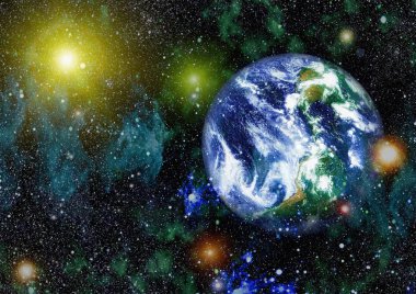 Dünya gezegeni. Doğu hemisphere. NASA tarafından döşenmiş bu görüntü öğelerini.