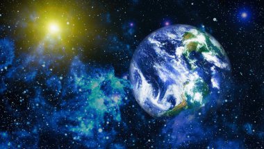 Dünya gezegeni. Doğu hemisphere. NASA tarafından döşenmiş bu görüntü öğelerini.