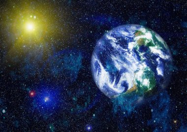 Dünya gezegeni. Doğu hemisphere. NASA tarafından döşenmiş bu görüntü öğelerini.