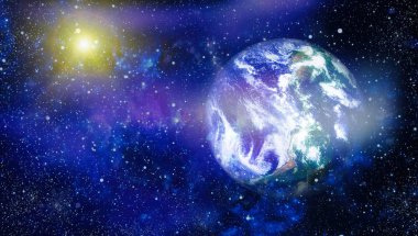 Dünya gezegeni. Doğu hemisphere. NASA tarafından döşenmiş bu görüntü öğelerini.