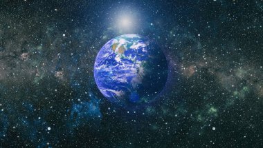 Dünya gezegeni. Doğu hemisphere. NASA tarafından döşenmiş bu görüntü öğelerini.