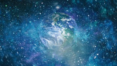 Dünya gezegeni. Doğu hemisphere. NASA tarafından döşenmiş bu görüntü öğelerini.