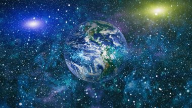 Dünya gezegeni. Doğu hemisphere. NASA tarafından döşenmiş bu görüntü öğelerini.