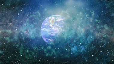 Dünya gezegeni. Doğu hemisphere. NASA tarafından döşenmiş bu görüntü öğelerini.