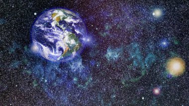 Dünya gezegeni. Doğu hemisphere. NASA tarafından döşenmiş bu görüntü öğelerini.