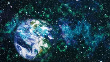 Dünya gezegeni. Doğu hemisphere. NASA tarafından döşenmiş bu görüntü öğelerini.