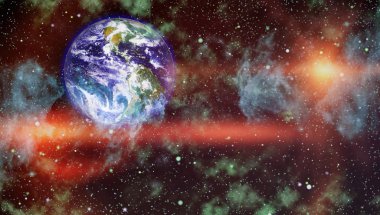 Dünya gezegeni. Doğu hemisphere. NASA tarafından döşenmiş bu görüntü öğelerini.