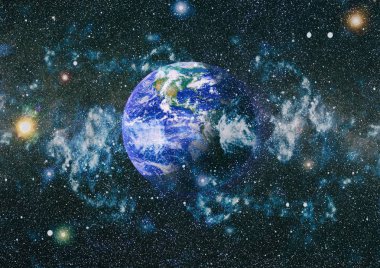 Dünya gezegeni. Doğu hemisphere. NASA tarafından döşenmiş bu görüntü öğelerini.