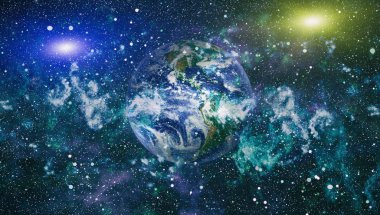 Dünya gezegeni. Doğu hemisphere. NASA tarafından döşenmiş bu görüntü öğelerini.