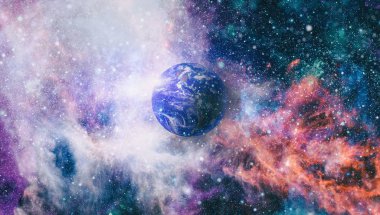 Dünya gezegeni. Doğu hemisphere. NASA tarafından döşenmiş bu görüntü öğelerini.