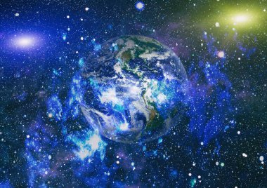 Dünya gezegeni. Doğu hemisphere. NASA tarafından döşenmiş bu görüntü öğelerini.