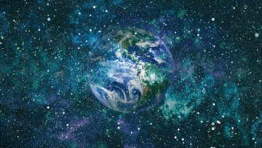 Dünya gezegeni. Doğu hemisphere. NASA tarafından döşenmiş bu görüntü öğelerini.