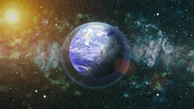 Dünya gezegeni. Doğu hemisphere. NASA tarafından döşenmiş bu görüntü öğelerini.