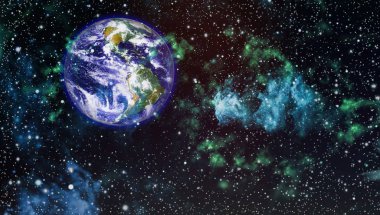 Dünya gezegeni. Doğu hemisphere. NASA tarafından döşenmiş bu görüntü öğelerini.