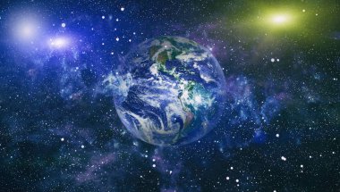 Dünya gezegeni. Doğu hemisphere. NASA tarafından döşenmiş bu görüntü öğelerini.