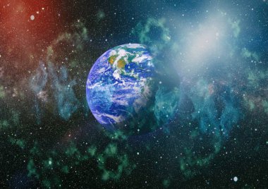 Dünya gezegeni. Doğu hemisphere. NASA tarafından döşenmiş bu görüntü öğelerini.