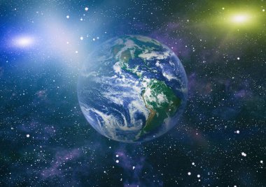 Dünya gezegeni. Doğu hemisphere. NASA tarafından döşenmiş bu görüntü öğelerini.