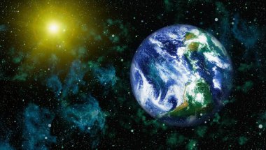 Dünya uzaydan kolaj. Soyut duvar kağıdı. Bizim evimiz. Nasa tarafından döşenmiş bu görüntü unsurları