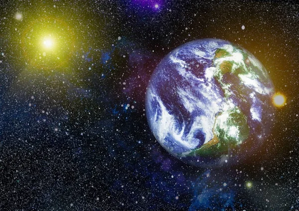 Dünya gezegeni. Doğu hemisphere. NASA tarafından döşenmiş bu görüntü öğelerini.